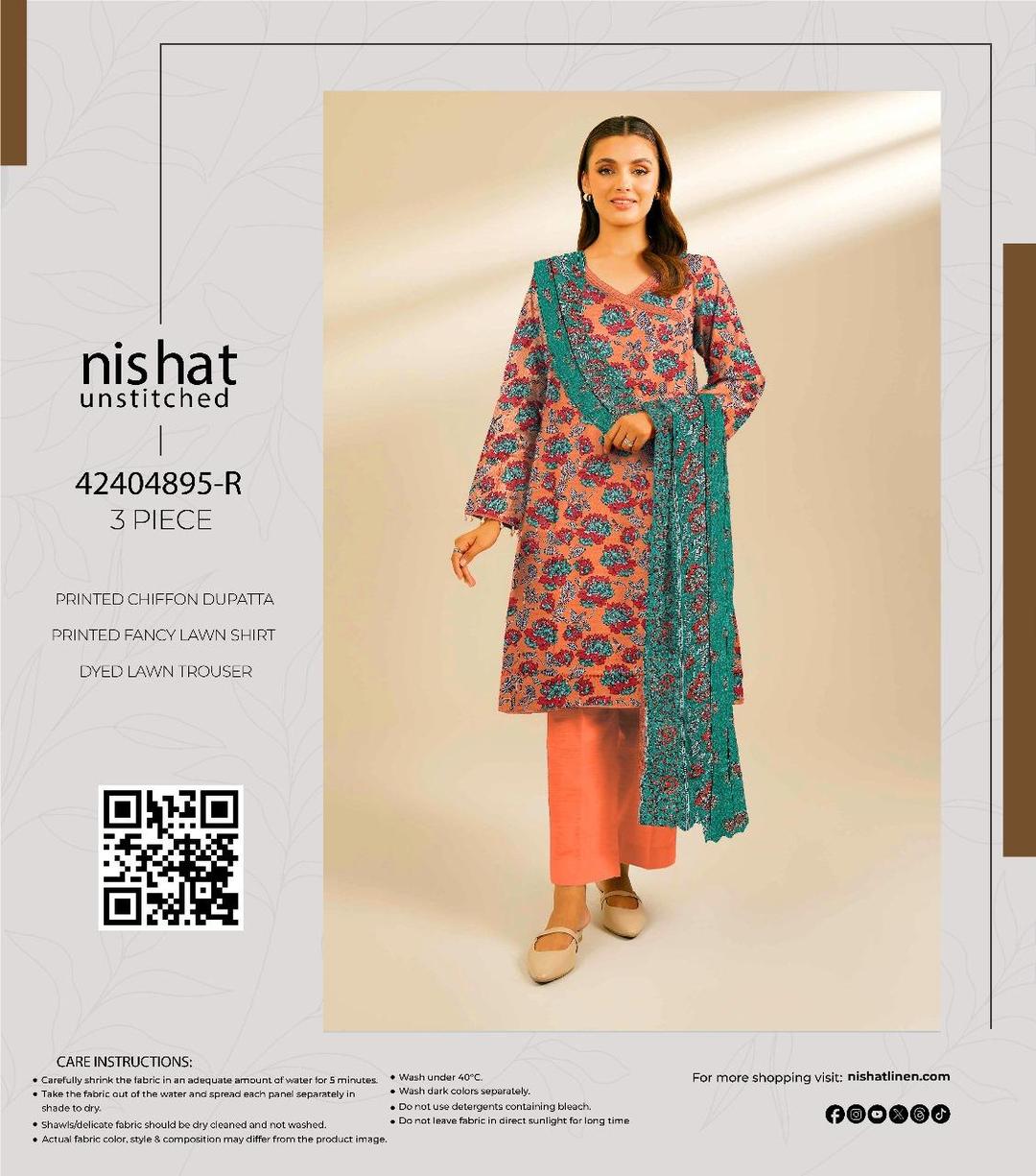 3 Pcs Women's Unstitched Printed Suit