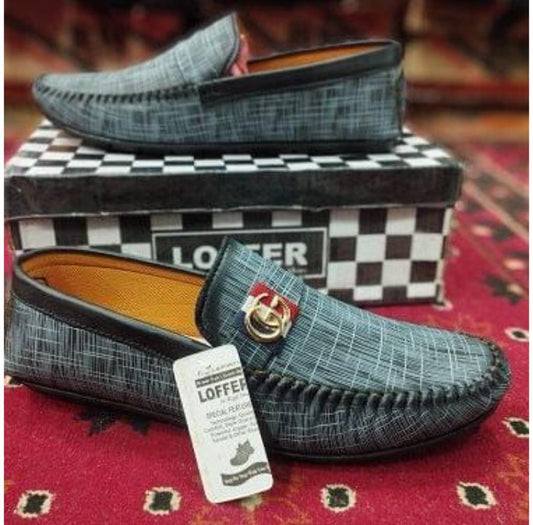 Men's Casual Grey Synthetic Leather Loafers