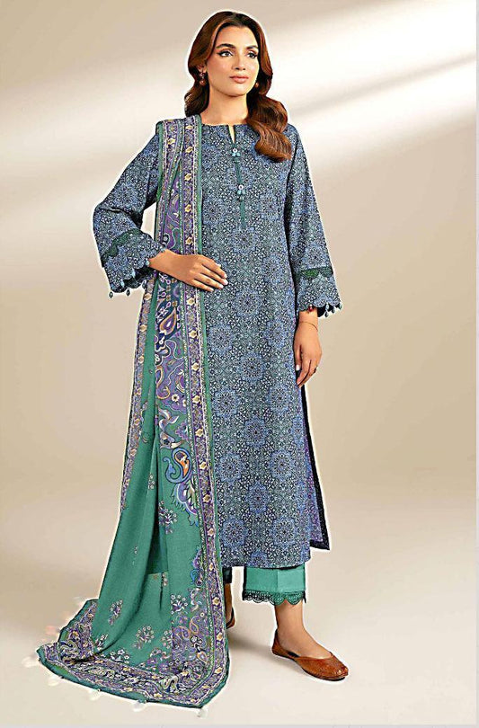 3 Pcs Women's Unstitched Printed Suit