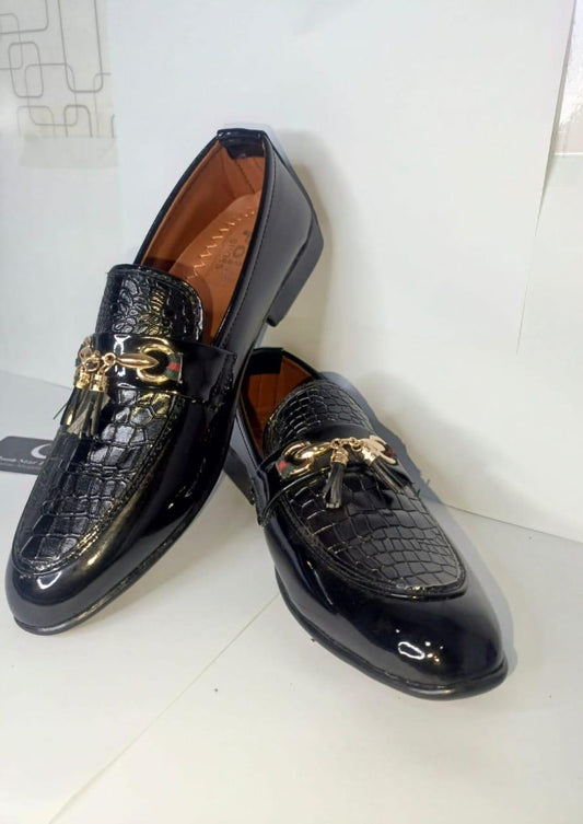 Men's Casual Black Rexine Dress Shoes