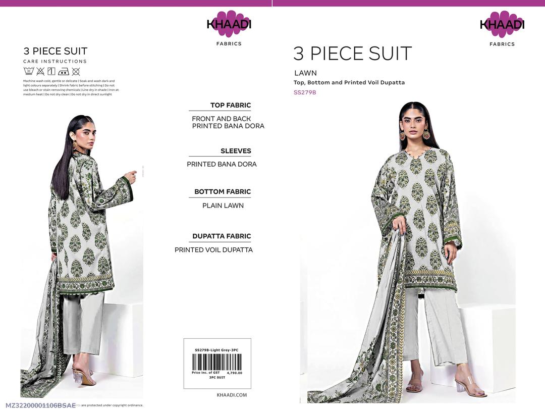 3 Pcs Women's Unstitched Printed Suit