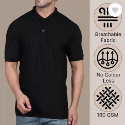 Men's Cotton Plain Polo T-Shirt - 1 Pc Round Neck