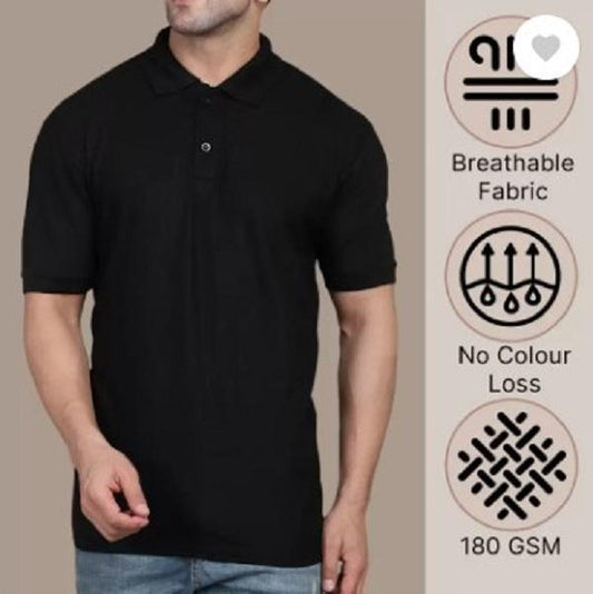 Men's Cotton Plain Polo T-Shirt - 1 Pc Round Neck