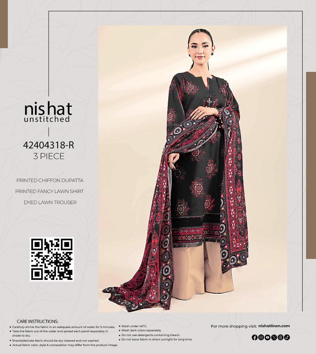 3 Pcs Women's Unstitched Printed Suit