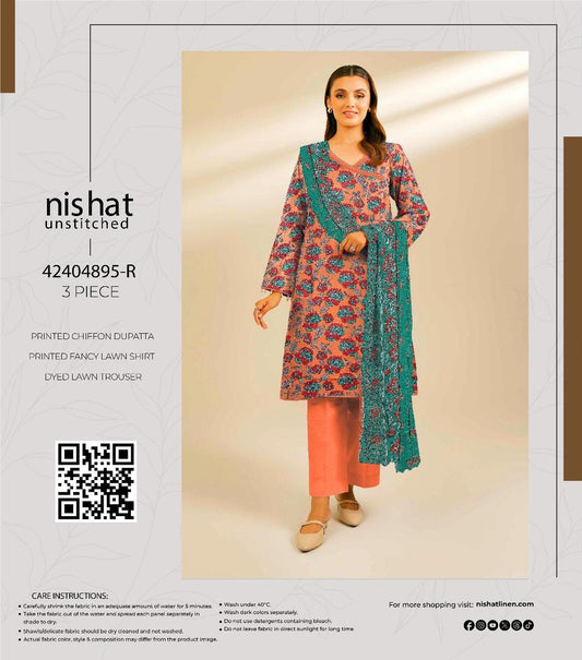 3 Pcs Women's Unstitched Printed Suit