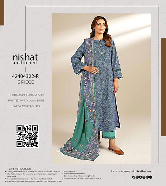 3 Pcs Women's Unstitched Printed Suit