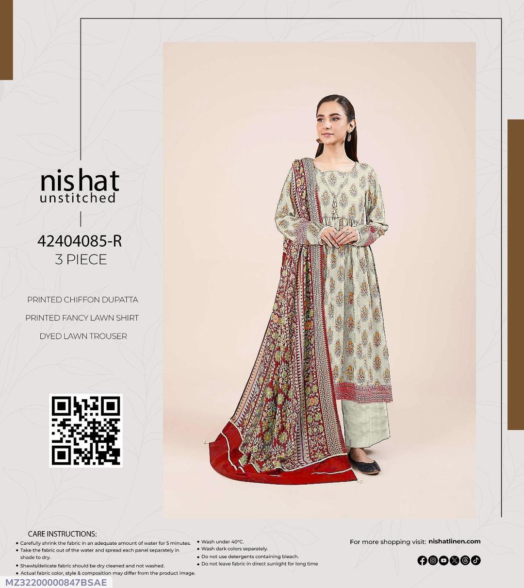 3 Pcs Women's Unstitched Printed Suit