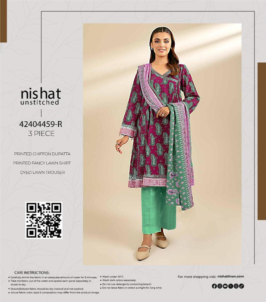 3 Pcs Women's Unstitched Printed Suit