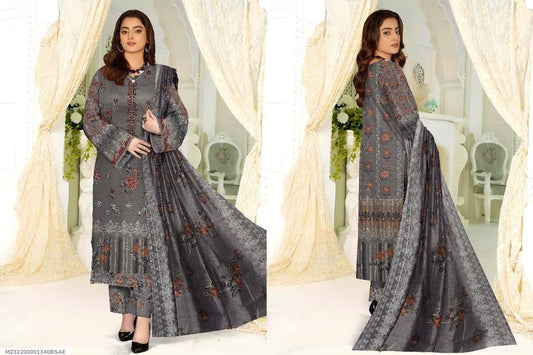 3 Pcs Women's Unstitched Embroidered Suit