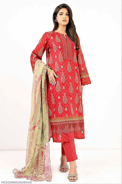 3 Pcs Women's Unstitched Printed Suit
