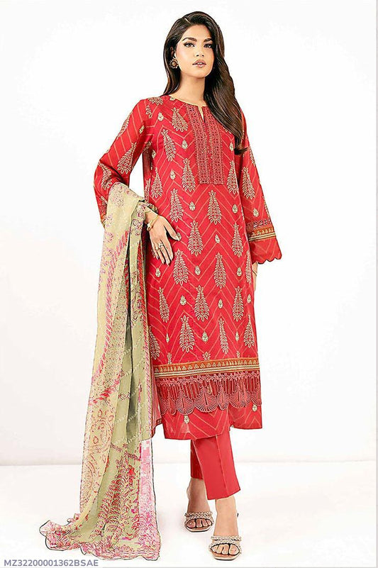 3 Pcs Women's Unstitched Printed Suit