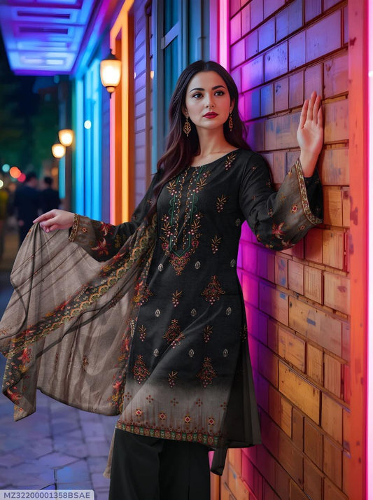 3 Pcs Women's Unstitched Printed Suit