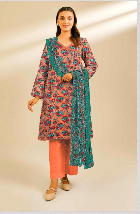 3 Pcs Women's Unstitched Printed Suit