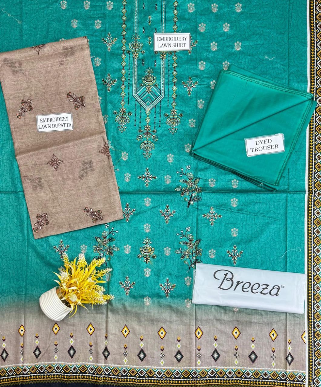 3 Pcs Women's Unstitched Printed Suit