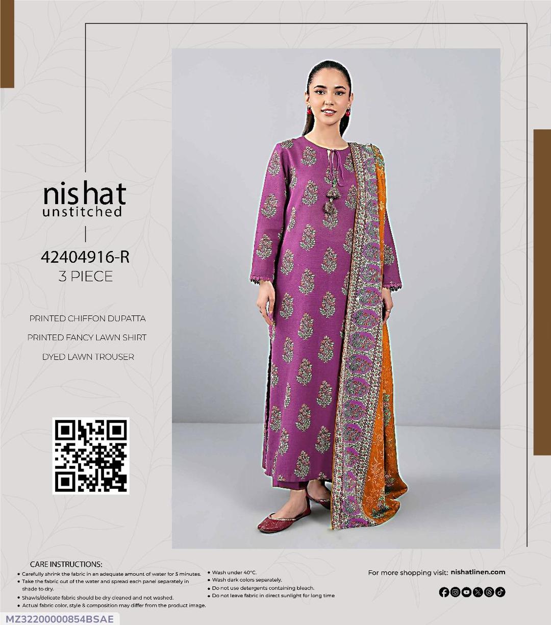 3 Pcs Women's Unstitched Printed Suit