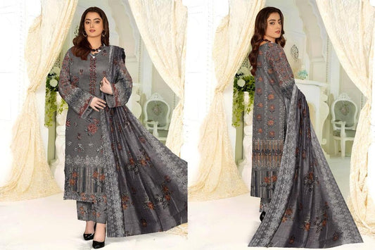 3 Pcs Women's Unstitched Embroidered Suit