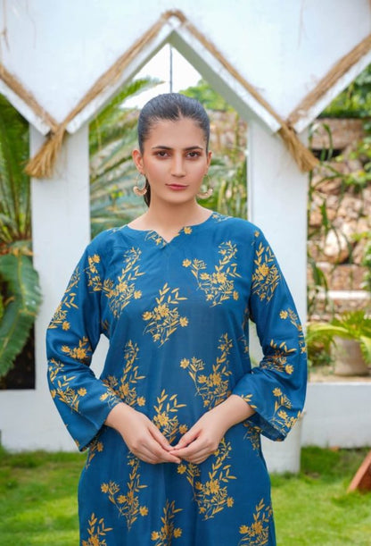 2-teiliges Kleid mit Narzissen-Print | Hemd und Hose für Mädchen und Damen