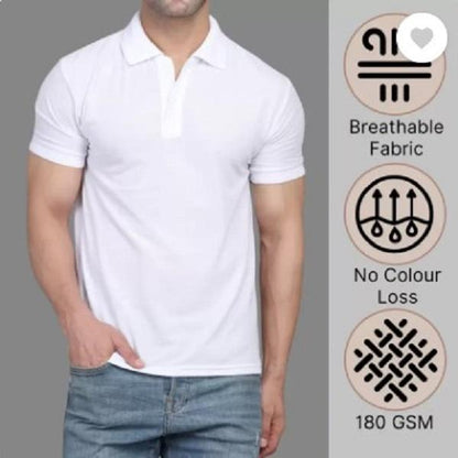 Men's Cotton Plain Polo T-Shirt - 1 Pc Round Neck