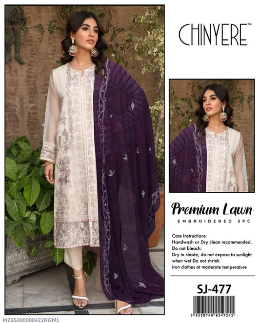 3 Pcs Women's Unstitched Embroidered Suit